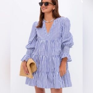 Pomander Place Tuckernuck Blue White Stripe Cotton Poplin Kenzo Dress XS EUC